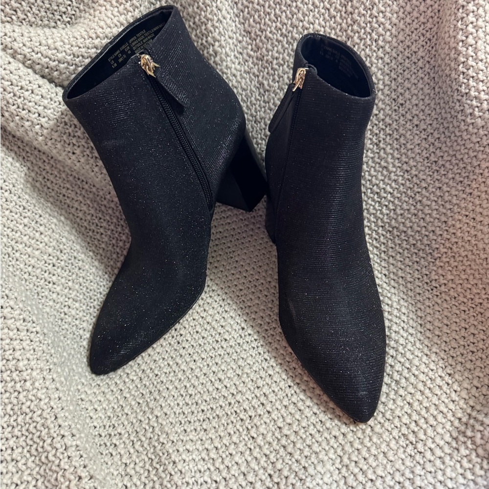 kate spade Giselle Booties, Black Glitter, Size 9.5B